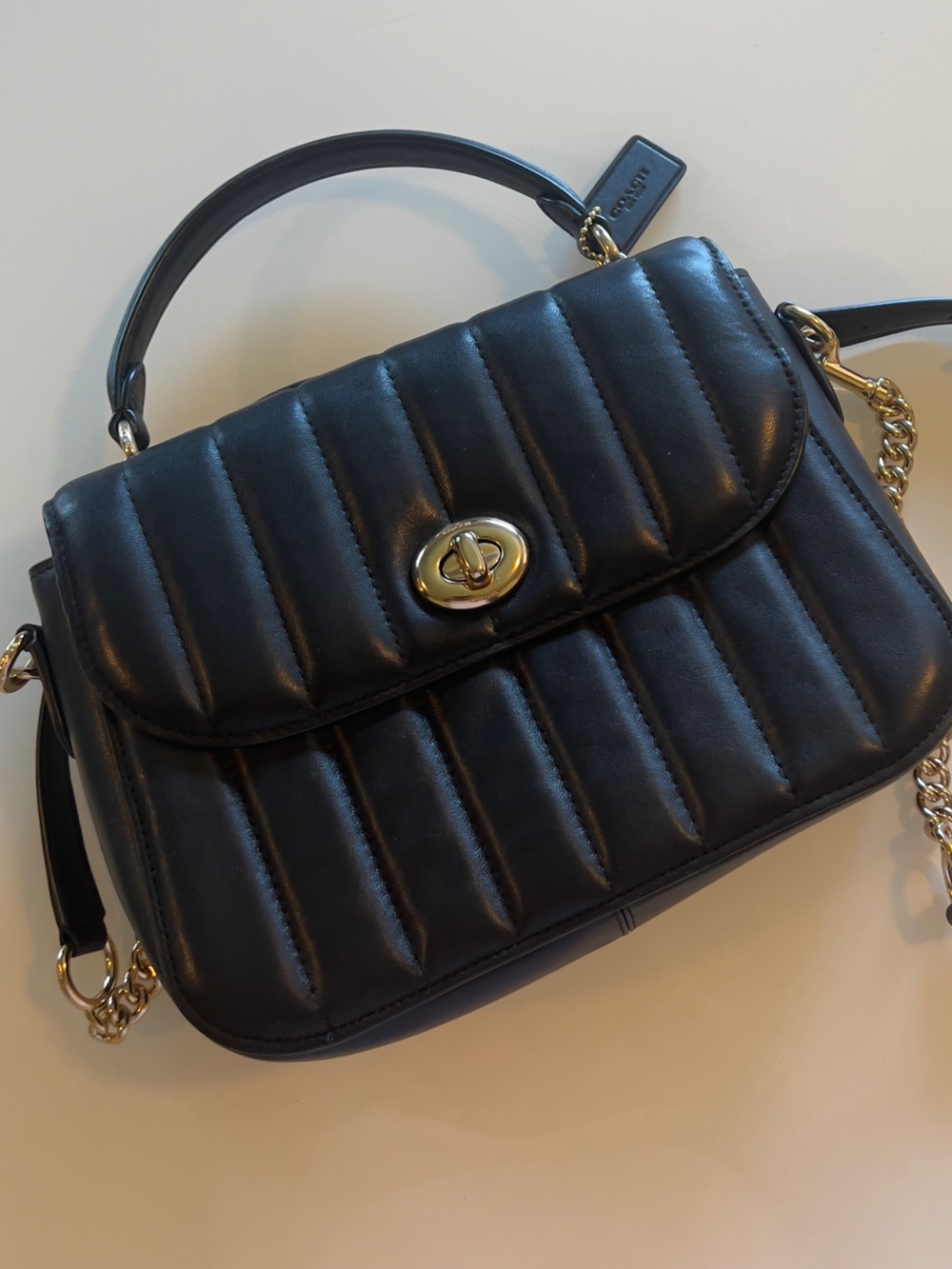 Coach Black Quilted Turn-Lock Top-Handle Bag
